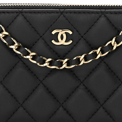 Chanel Lambskin Quilted Small Clutch With Chain Black 11 of 14