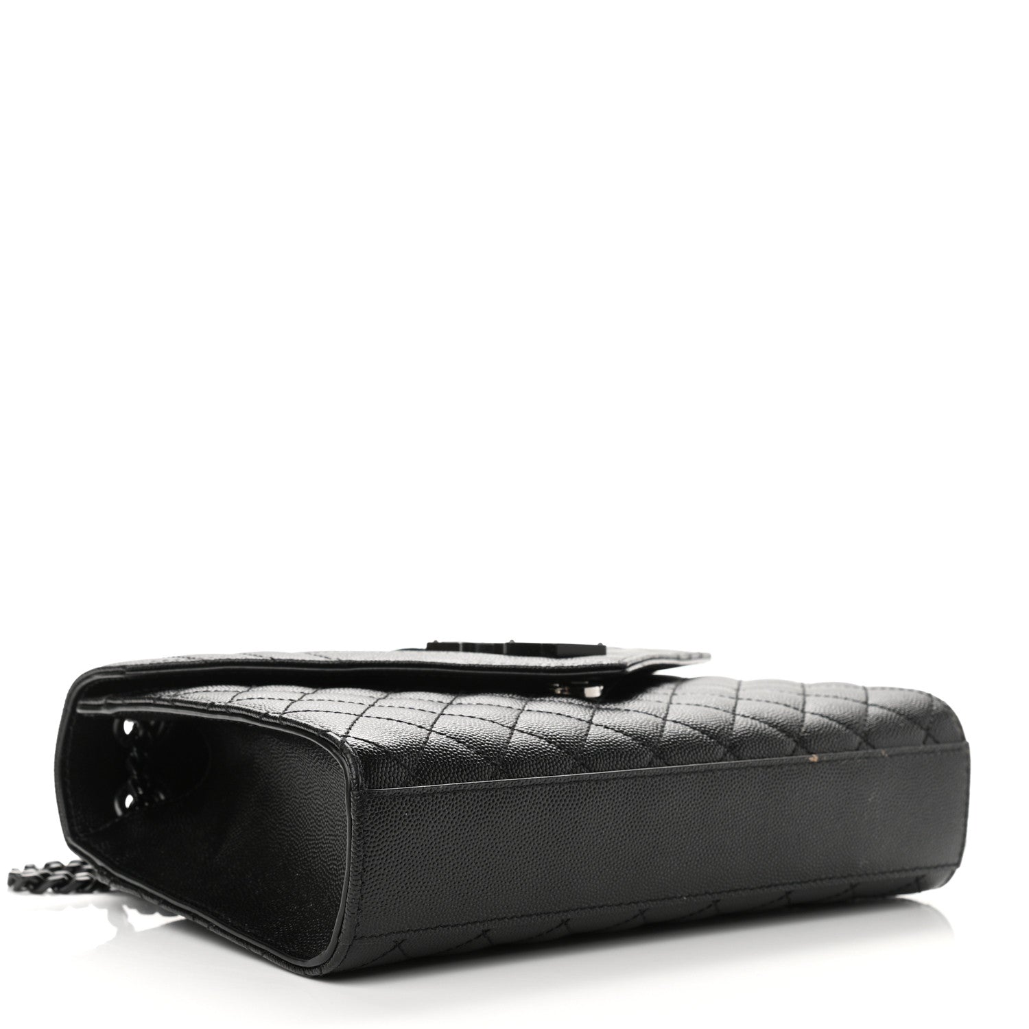 Saint Laurent Grain De Poudre Textured Mixed Matelasse Triquilt Medium Monogram Satchel Black 4 of 12