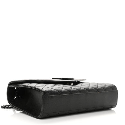 Saint Laurent Grain De Poudre Textured Mixed Matelasse Triquilt Medium Monogram Satchel Black 4 of 12