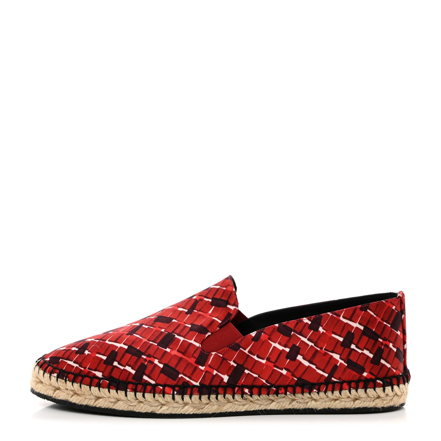 Satin Micro Square Grid Espadrille 40 Red Multicolor
