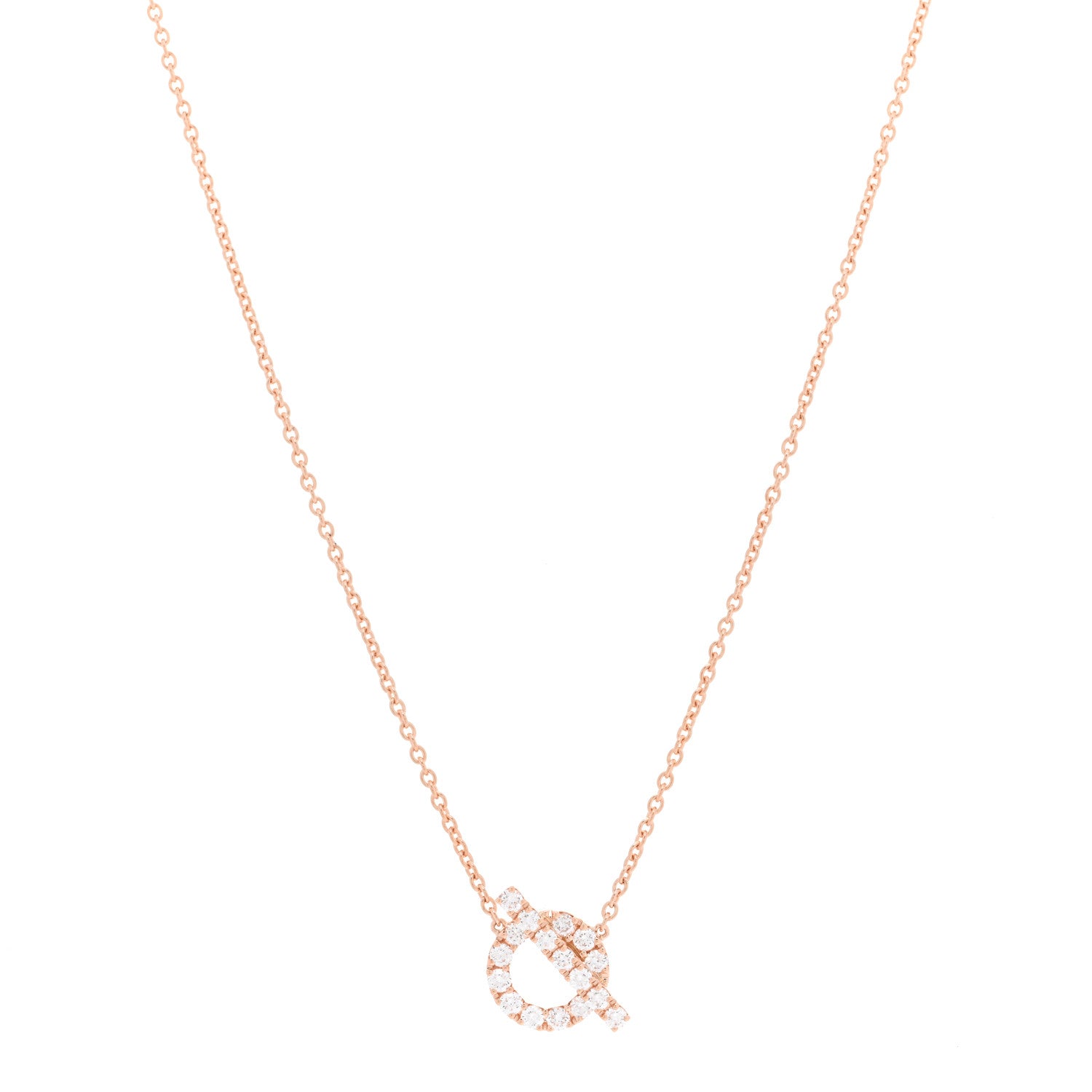 Hermes 18K Rose Gold Diamond Finesse Pendant Necklace 1 of 3