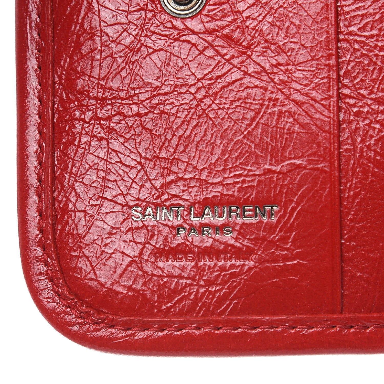 Saint Laurent Crinkled Calfskin Matelasse Monogram Niki Card Holder Red 6 of 7