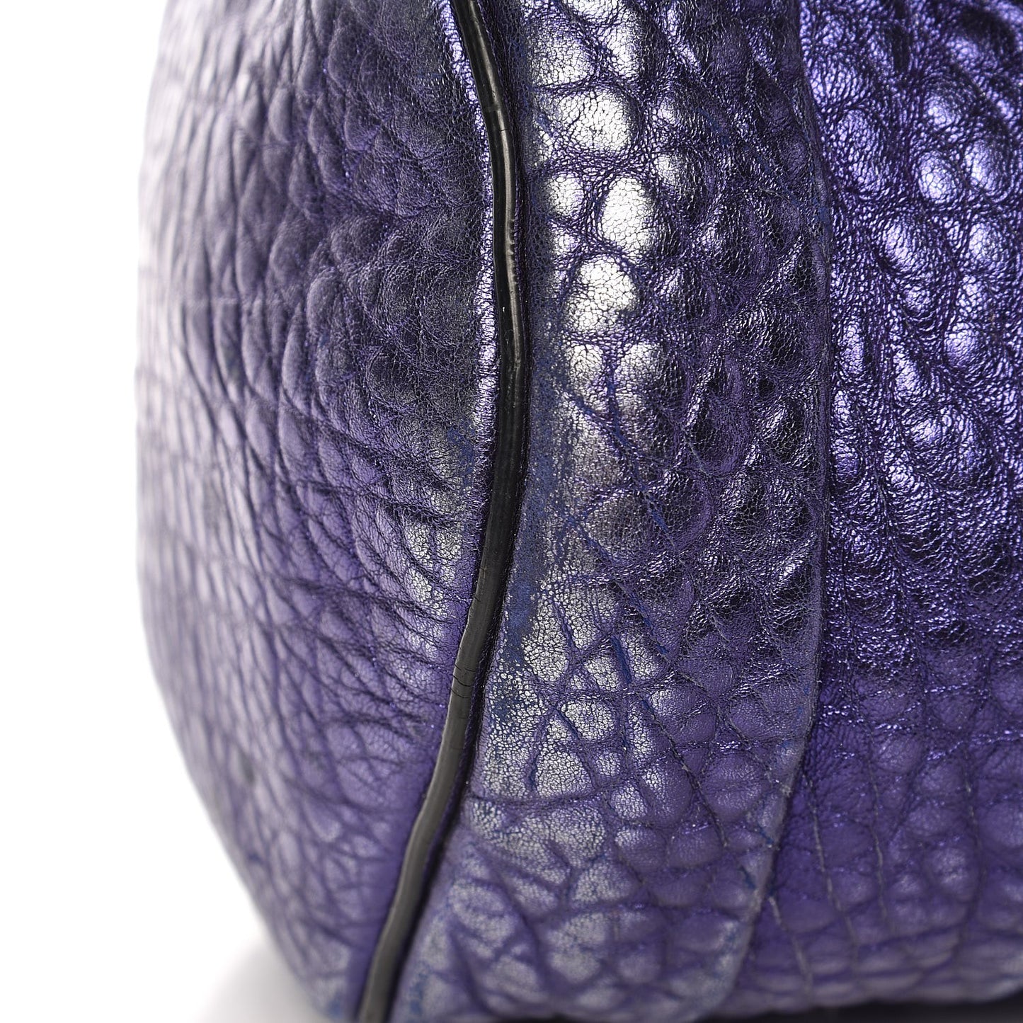 Metallic Pebbled Lambskin Rocco Nile With Silver Hardware