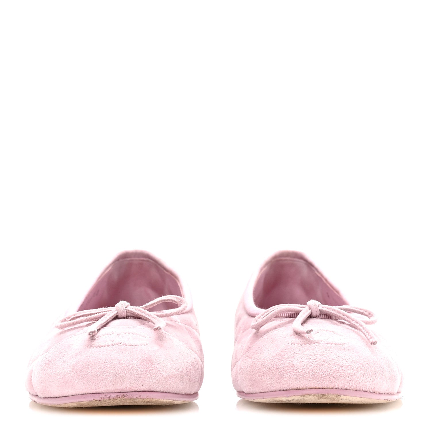 Chanel Suede Kidskin Quilted Cap Toe CC Ballerina Flats 38.5 Light Pink 2 of 9