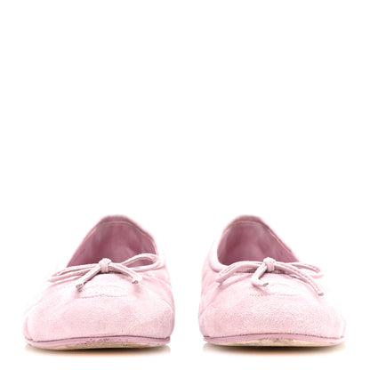 Chanel Suede Kidskin Quilted Cap Toe CC Ballerina Flats 38.5 Light Pink 2 of 9