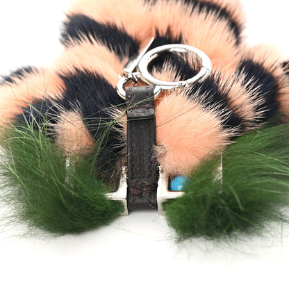 Fendi Calfskin Mink Fox Fur Witches Charm Pink Black 4 of 5