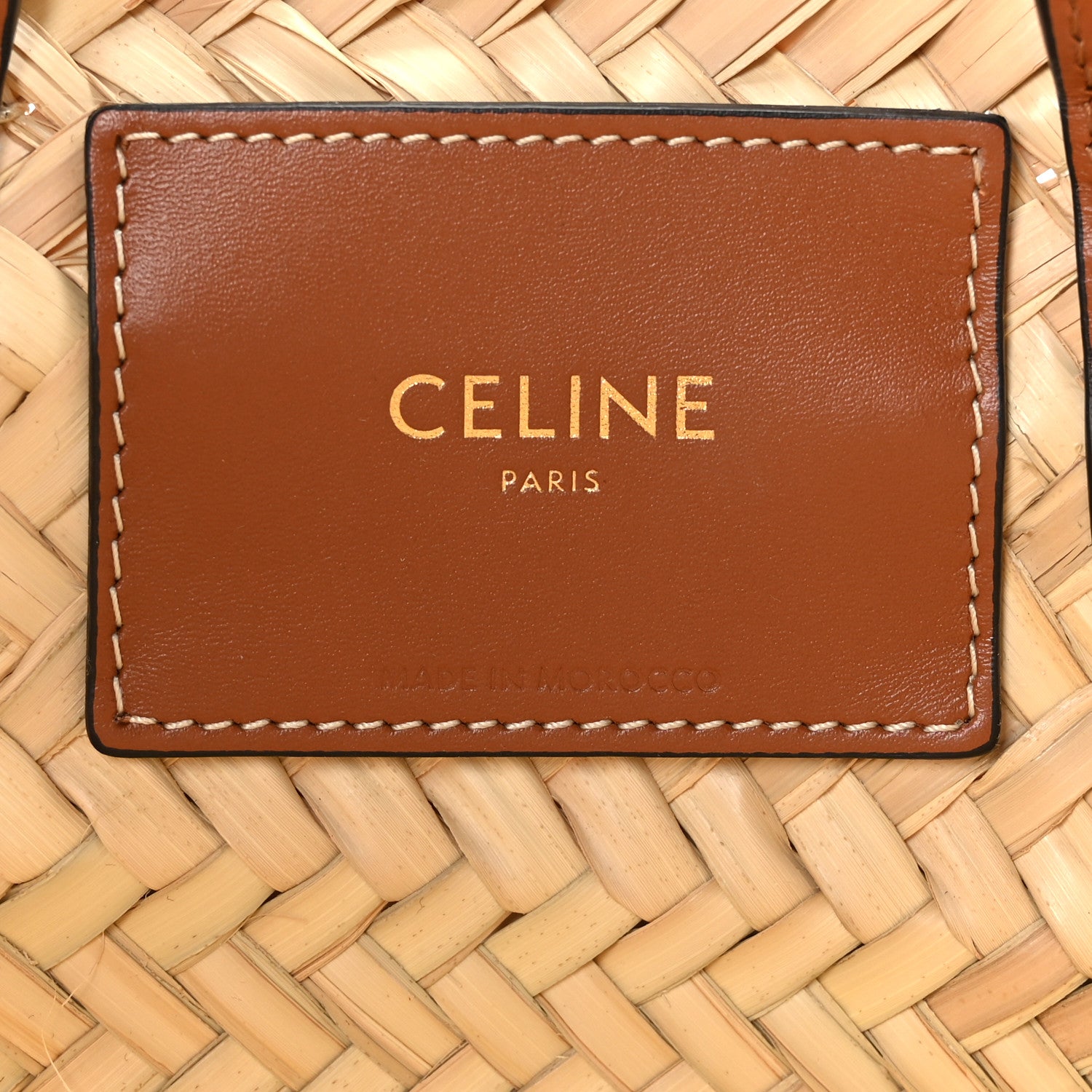 Celine Raffia Calfskin Heart Triomphe Teen Panier Tan 6 of 8