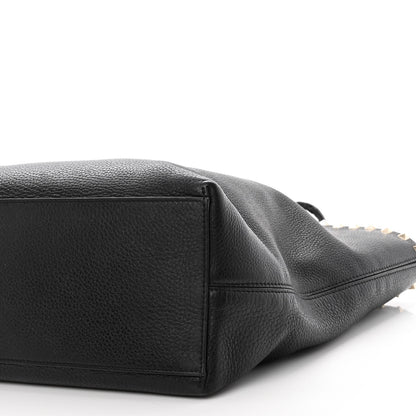 Valentino Garavani Grained Calfskin Rockstud Shoulder Tote Black 9 of 12