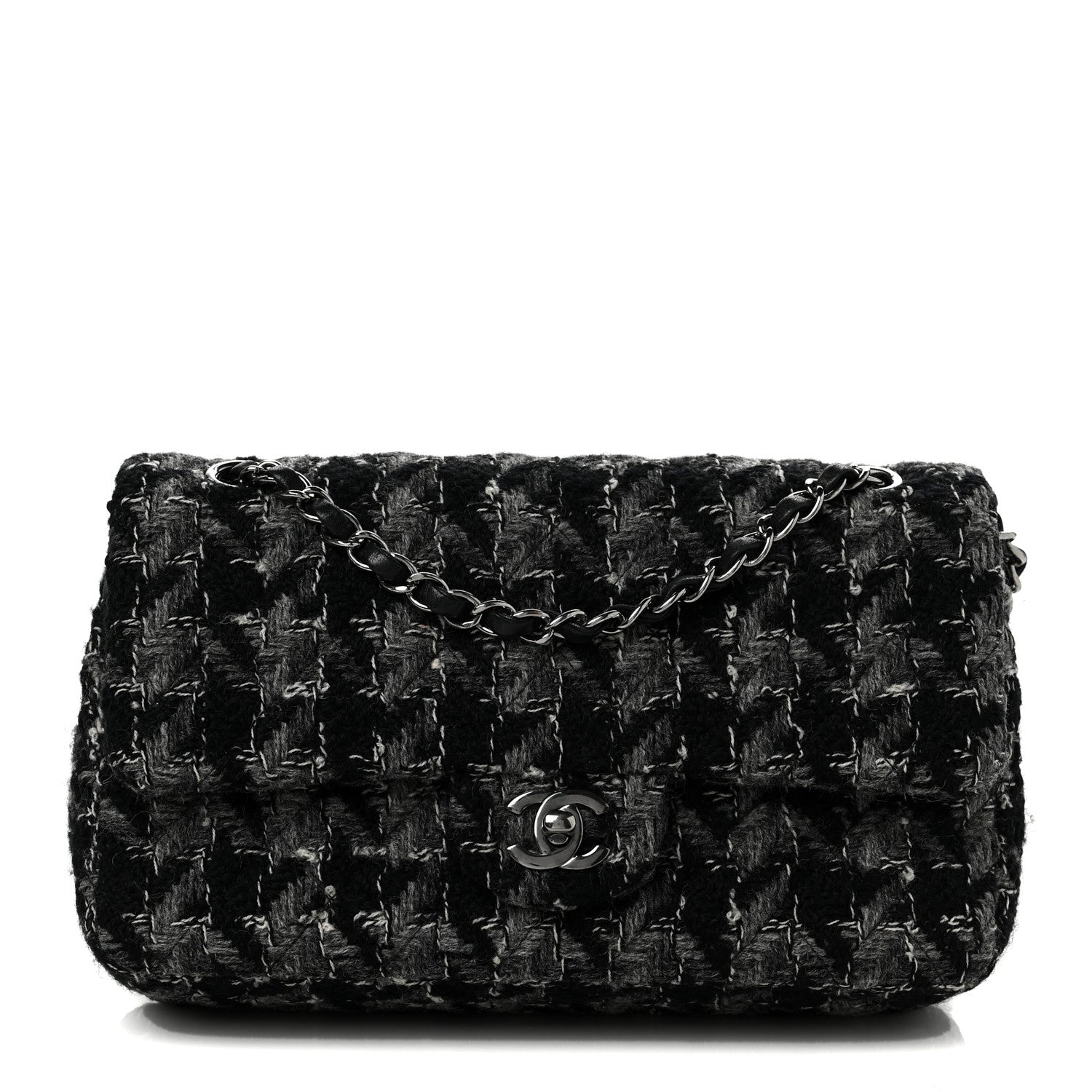 Chanel Tweed Medium Double Flap Black Grey 1 of 8