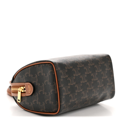 Celine Triomphe Canvas Calfskin Small Boston Bag Tan 4 of 13