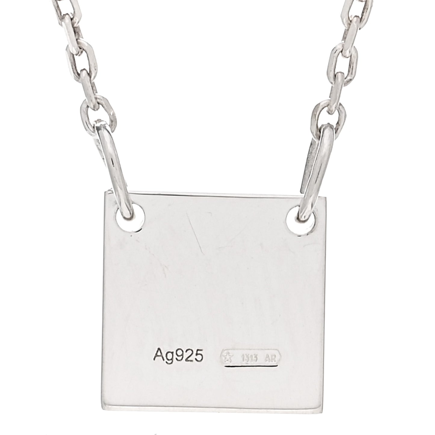 Sterling Silver Logo Square Tag Necklace
