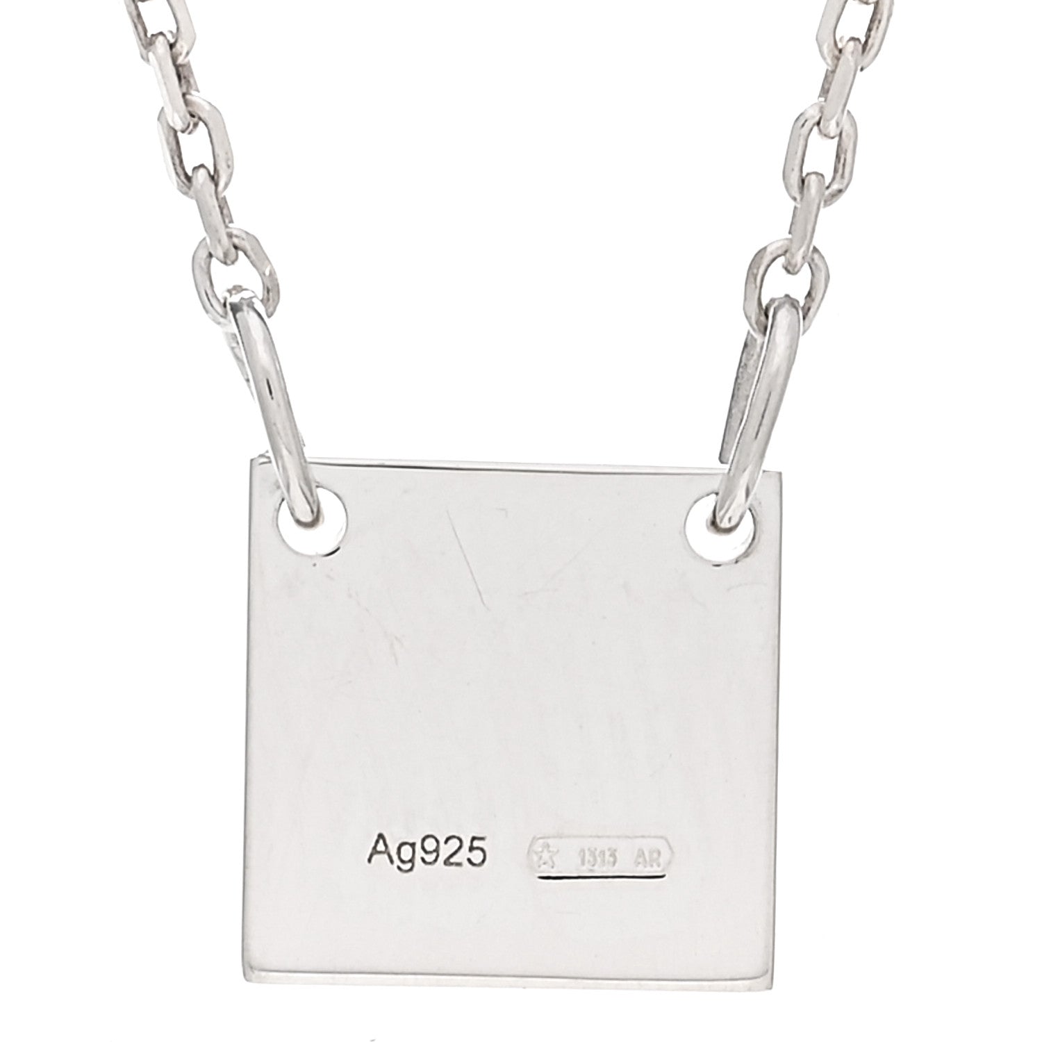 Gucci Sterling Silver Logo Square Tag Necklace 4 of 4