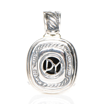 David Yurman Sterling Silver 14K Gold Onyx 12mm Albion Enhancer Pendant 3 of 5