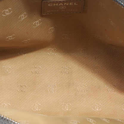 Chanel Leather Cosmetic Case Make Up Bag Pouch Silver 6 of 8