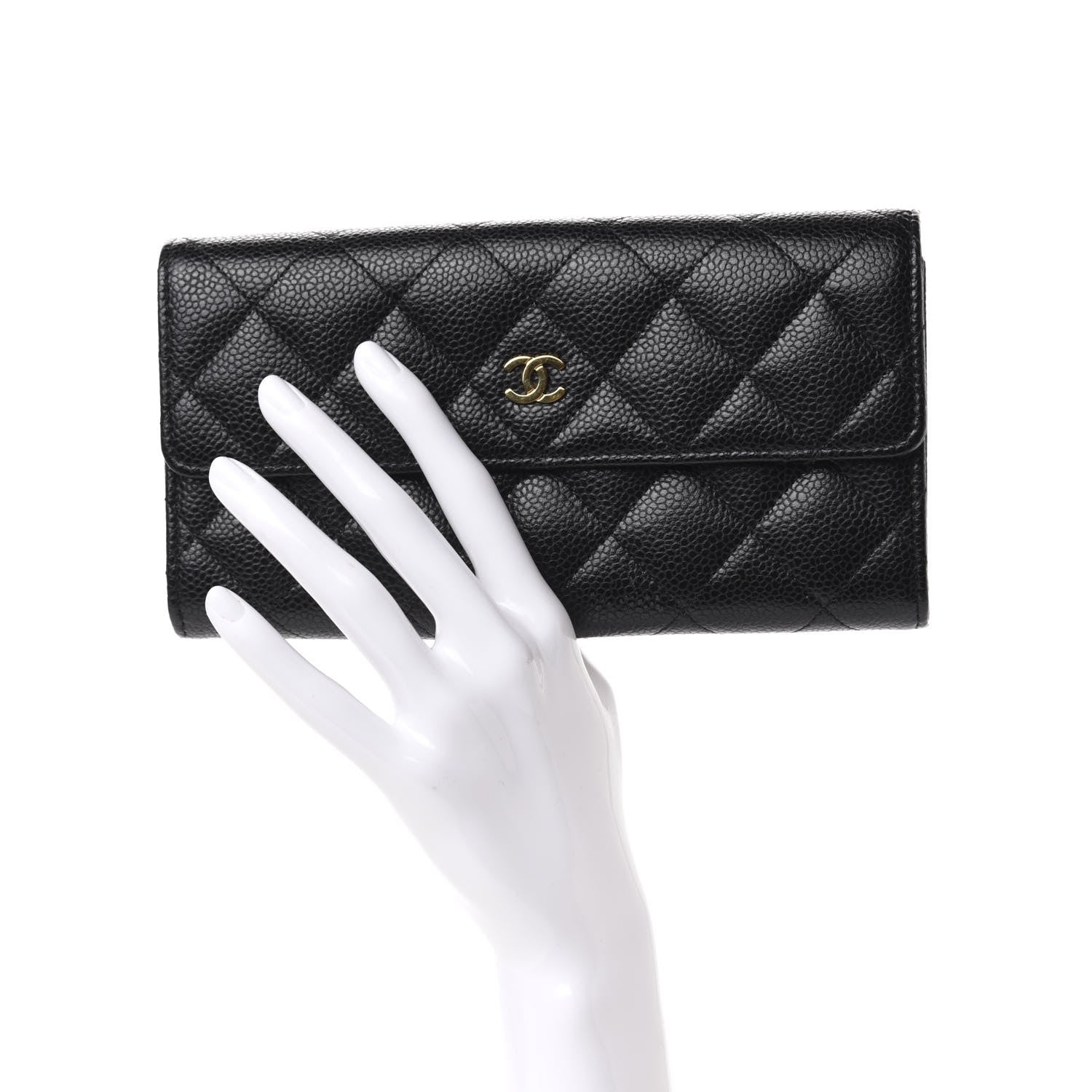 Chanel Caviar Quilted Large Gusset Flap Wallet Black 2 of 10