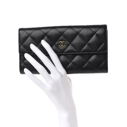Chanel Caviar Quilted Large Gusset Flap Wallet Black 2 of 10