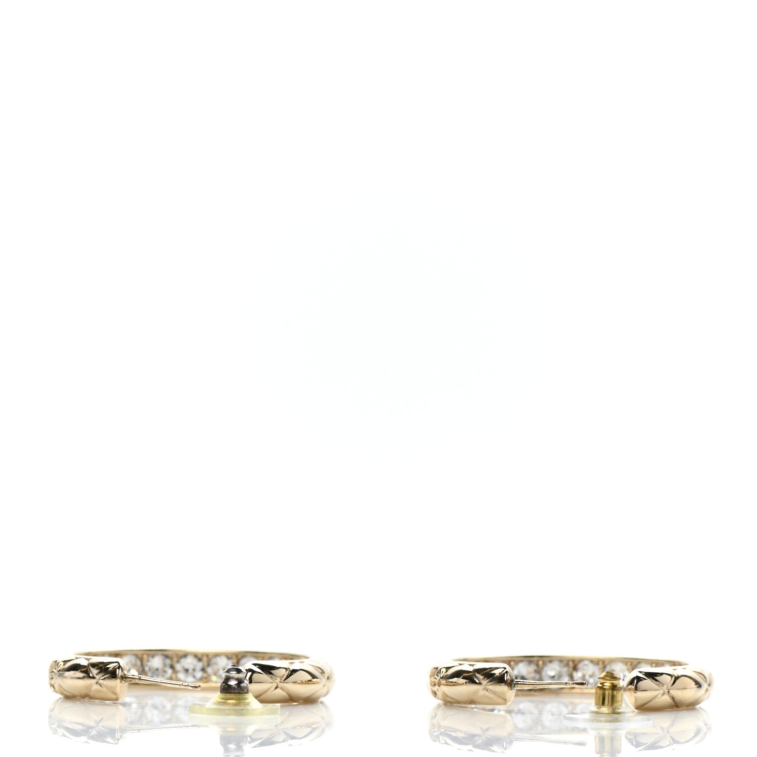 Chanel Metal Quilted CC Hoop Earrings Gold 3 of 4