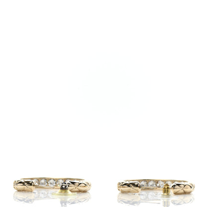 Chanel Metal Quilted CC Hoop Earrings Gold 3 of 4