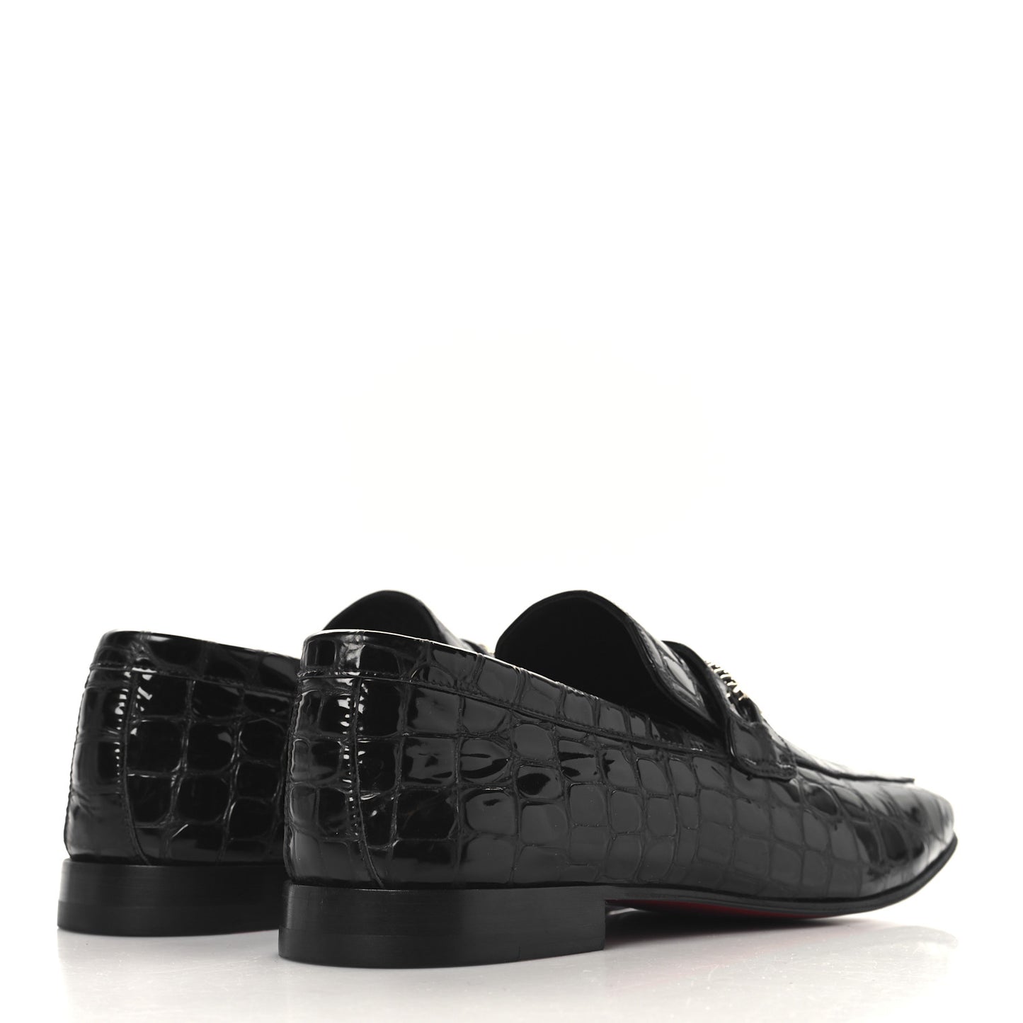 Soft Calfskin Alligator Embossed Mens MJ Moc Loafers 42 Black