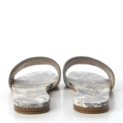 Christian Dior Canvas Toile de Jouy Embroidered Dway Flat Slide Sandals 36 Grey Stone 7 of 11