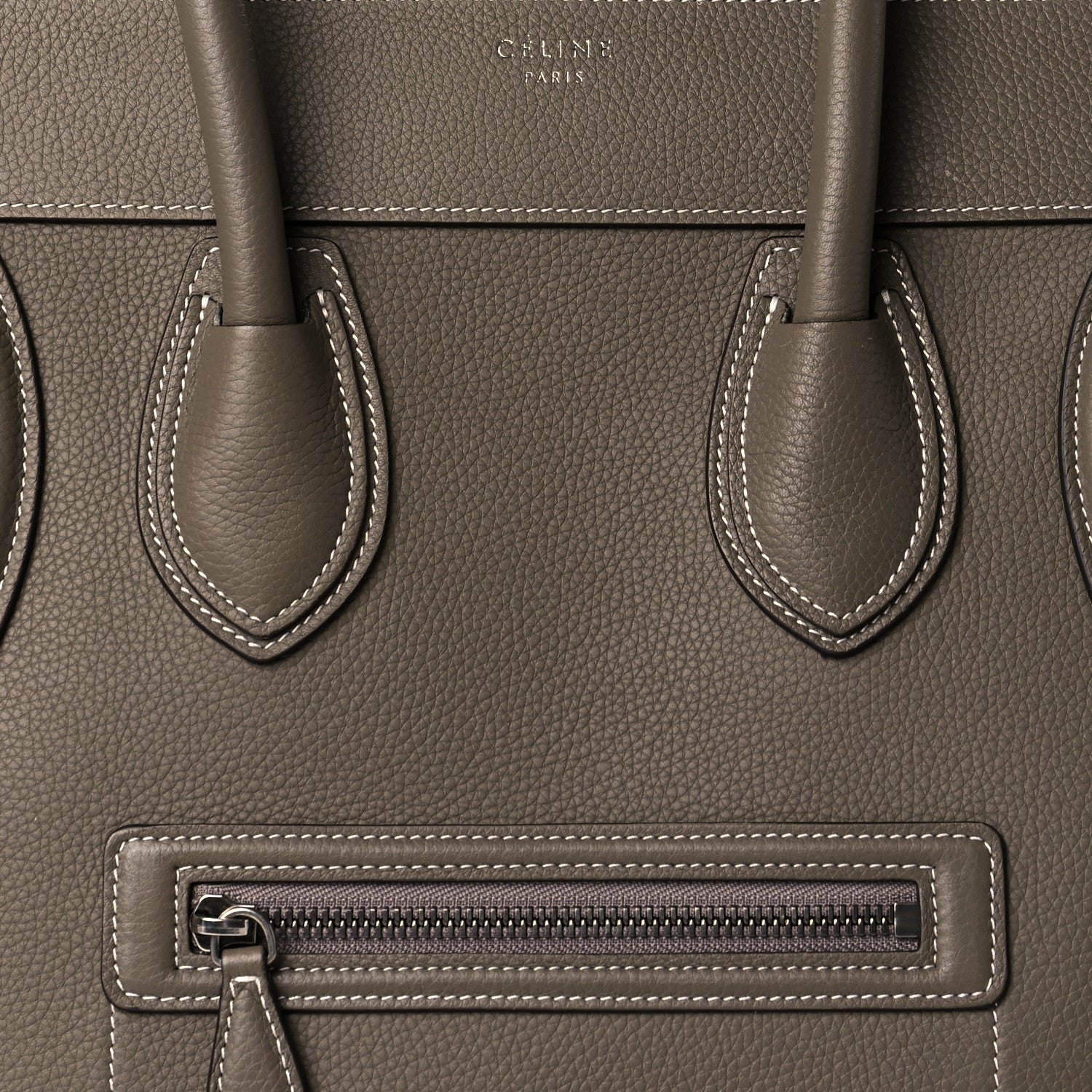 Celine Drummed Calfskin Mini Luggage Bag Souris 6 of 8