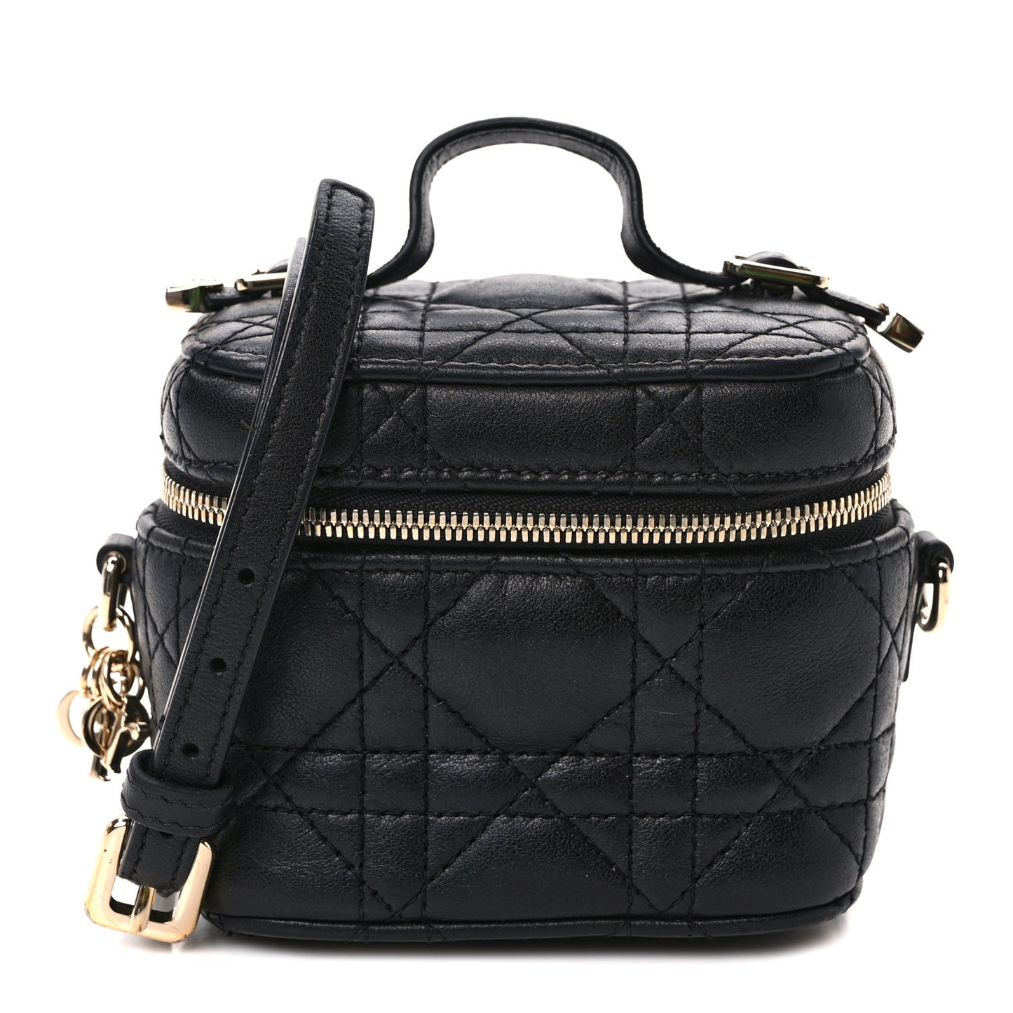Lambskin Cannage Micro Lady Dior Vanity Case Black