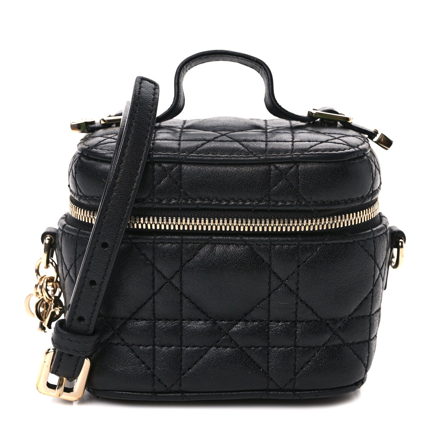 Christian Dior Lambskin Cannage Micro Lady Dior Vanity Case Black 1 of 9