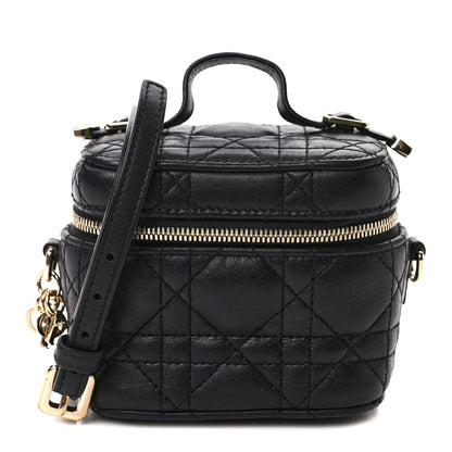 Christian Dior Lambskin Cannage Micro Lady Dior Vanity Case Black 1 of 9