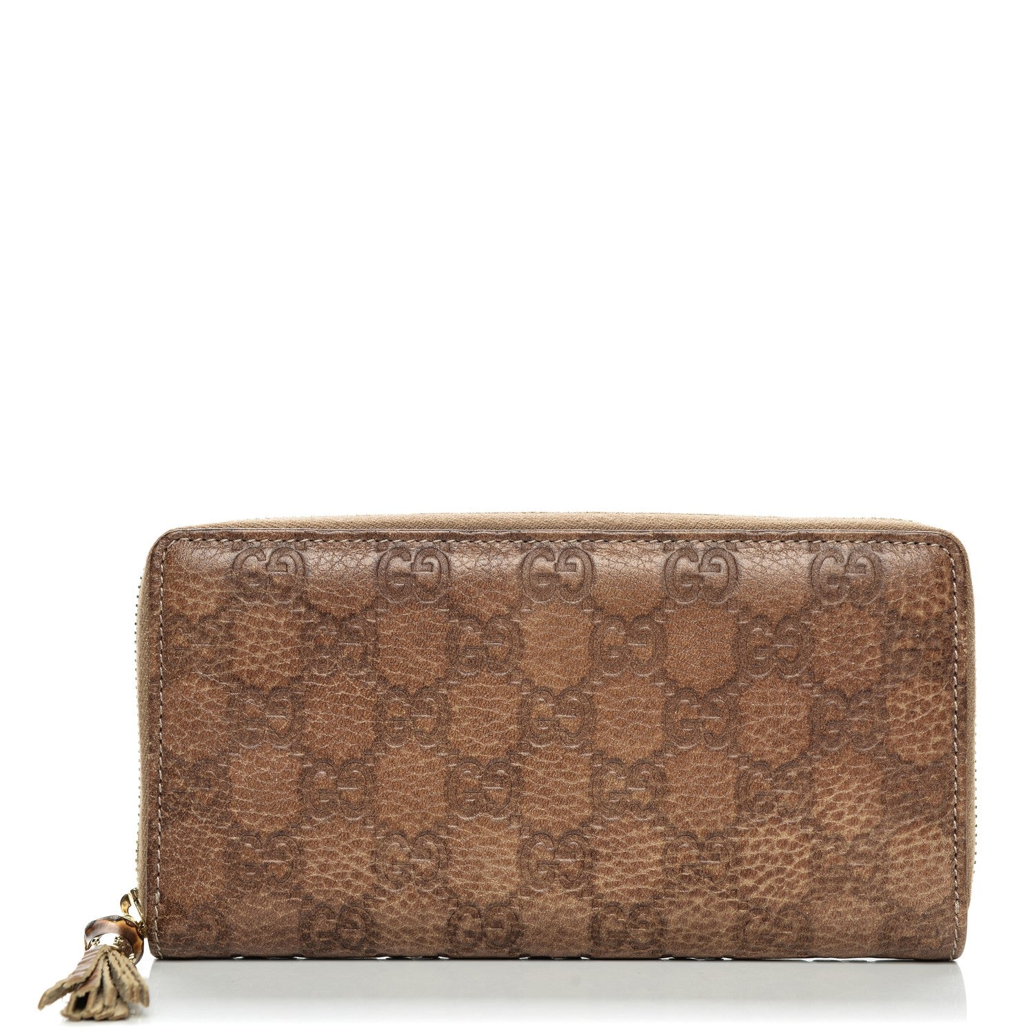 Gucci Guccissima Bamboo Tassel Zip Around Wallet Light Brown 1 of 6