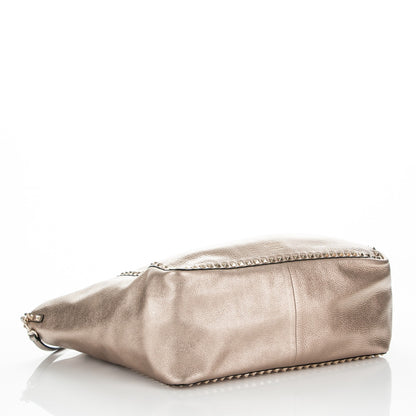 Valentino Garavani Metallic Grained Calfskin Large Rockstud Reversible Tote Skin Sasso 4 of 5