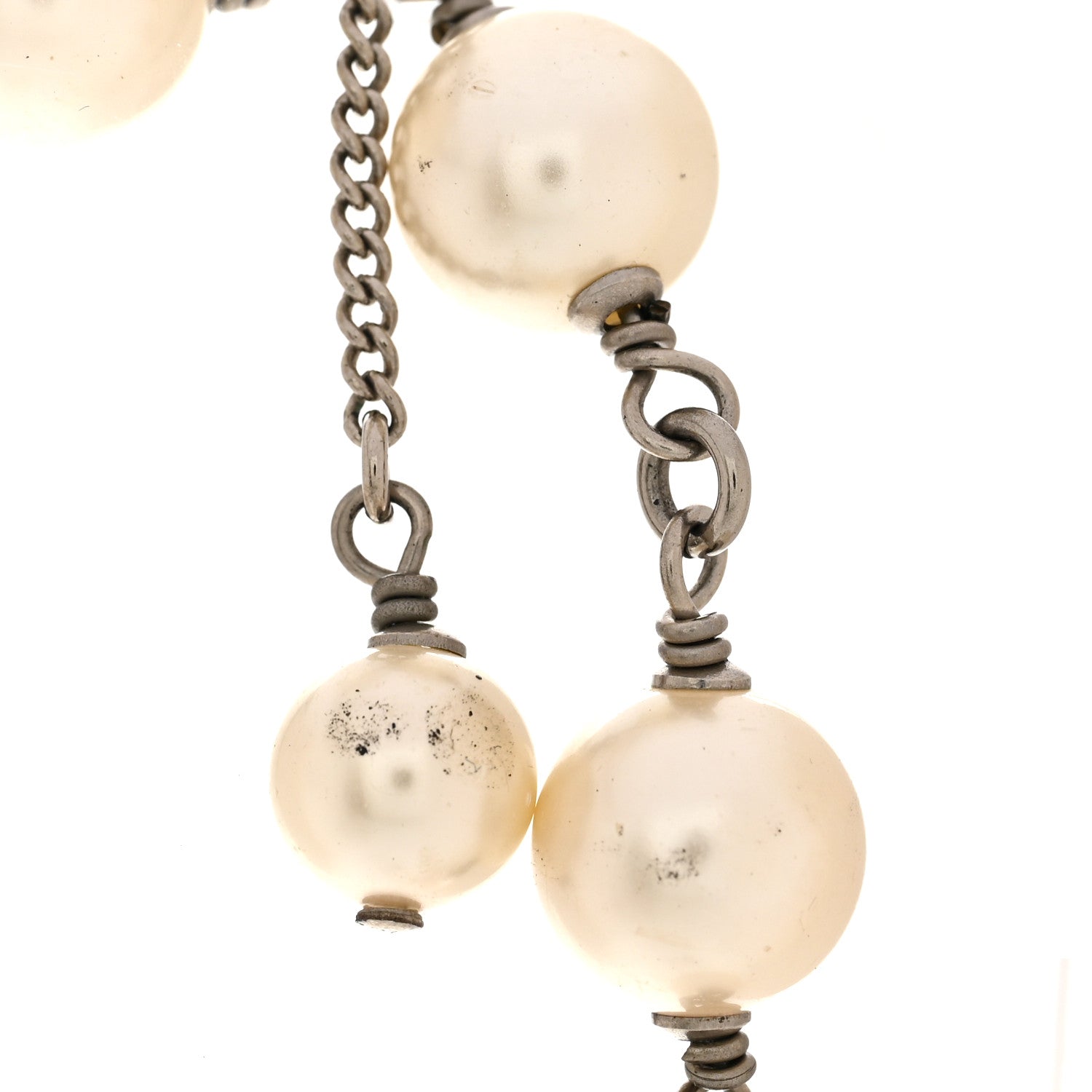 【未開封】CHANEL ALLURE100 Chanel Pearl Baguette Crystal CC Long Necklace Silver 1875965