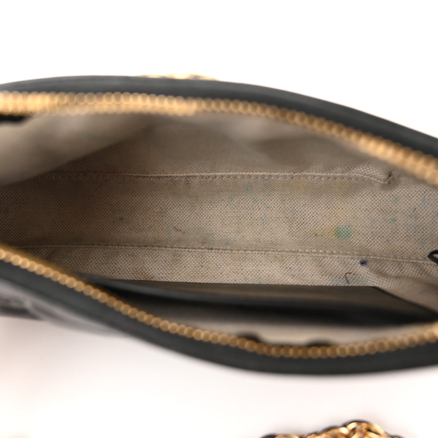Calfskin GG Matelasse Chain Handbag Black Natural