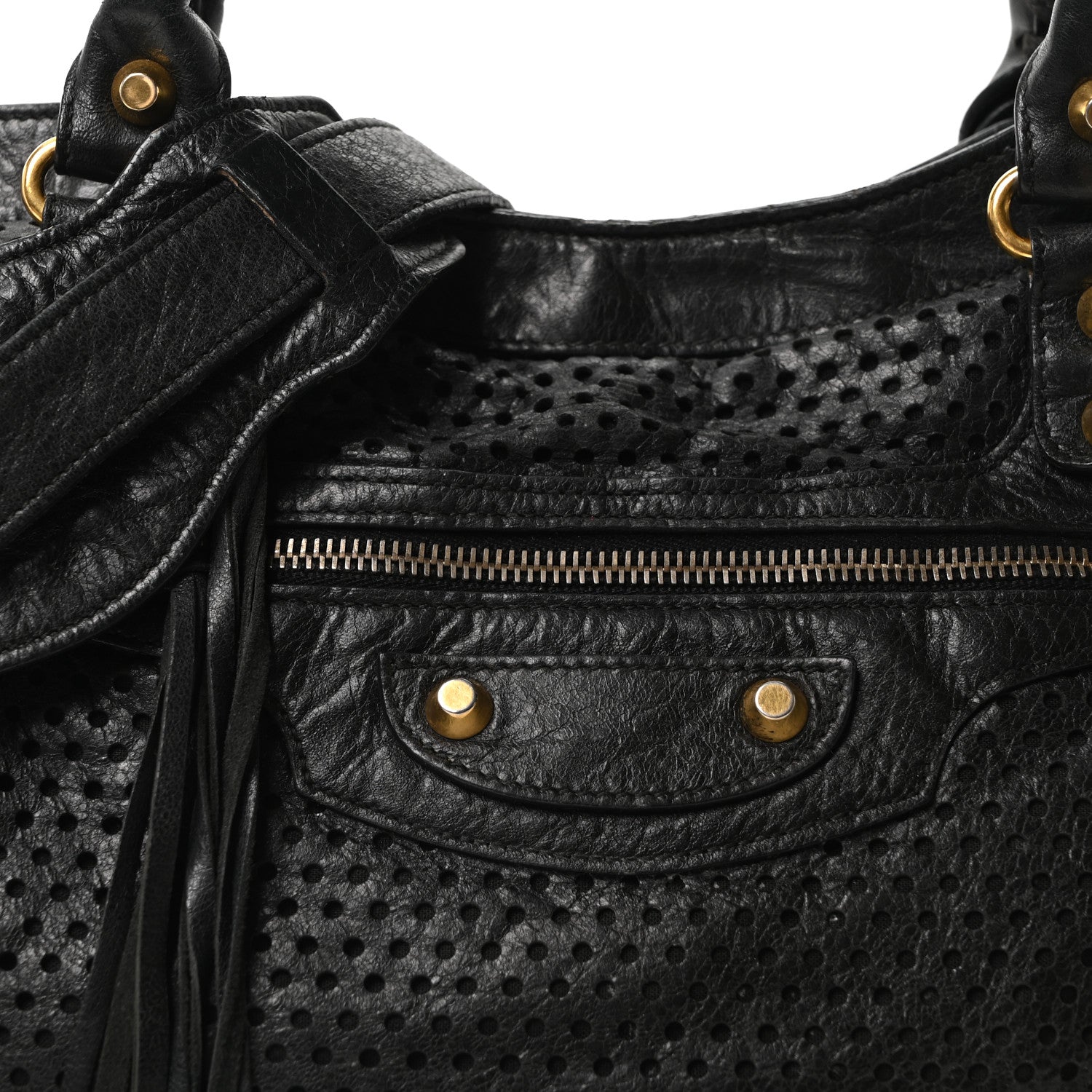 Balenciaga Agneau Laser Cut Cross Classic Gold Hardware City Black