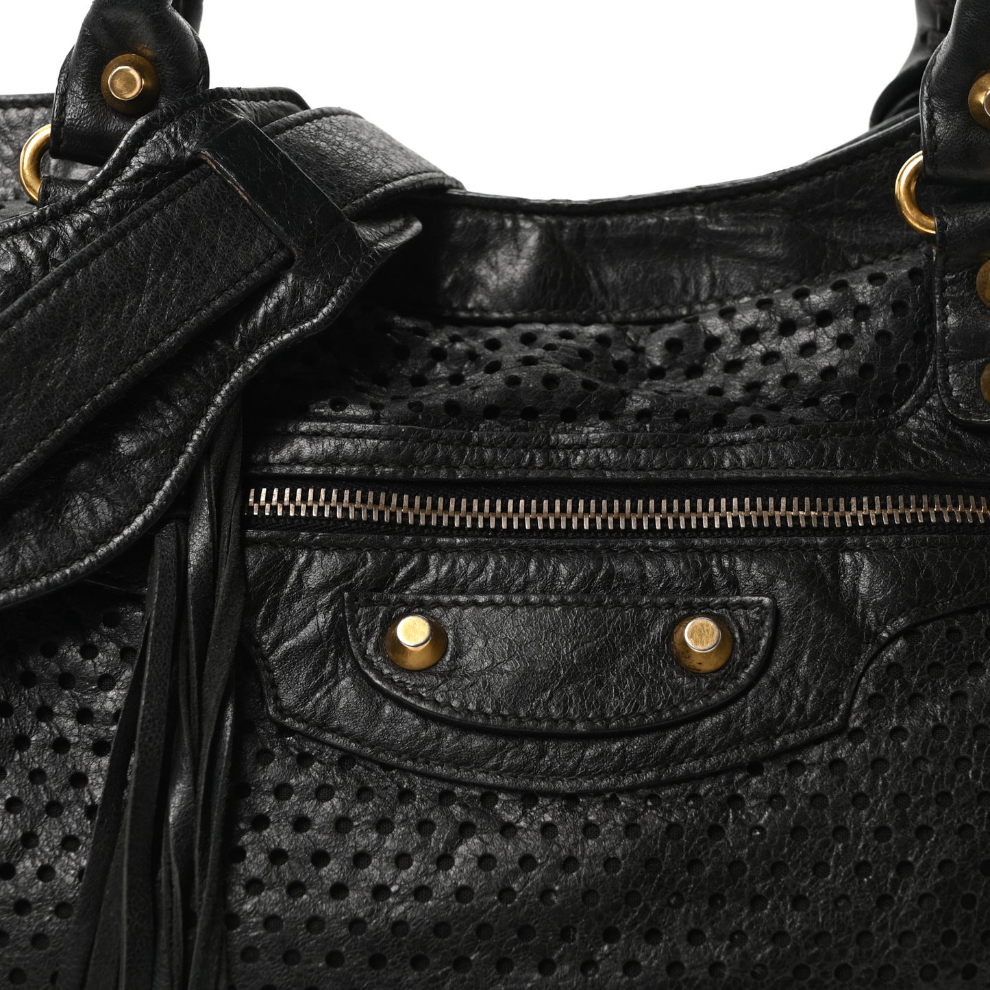 Agneau Laser Cut Cross Classic Gold Hardware City Black