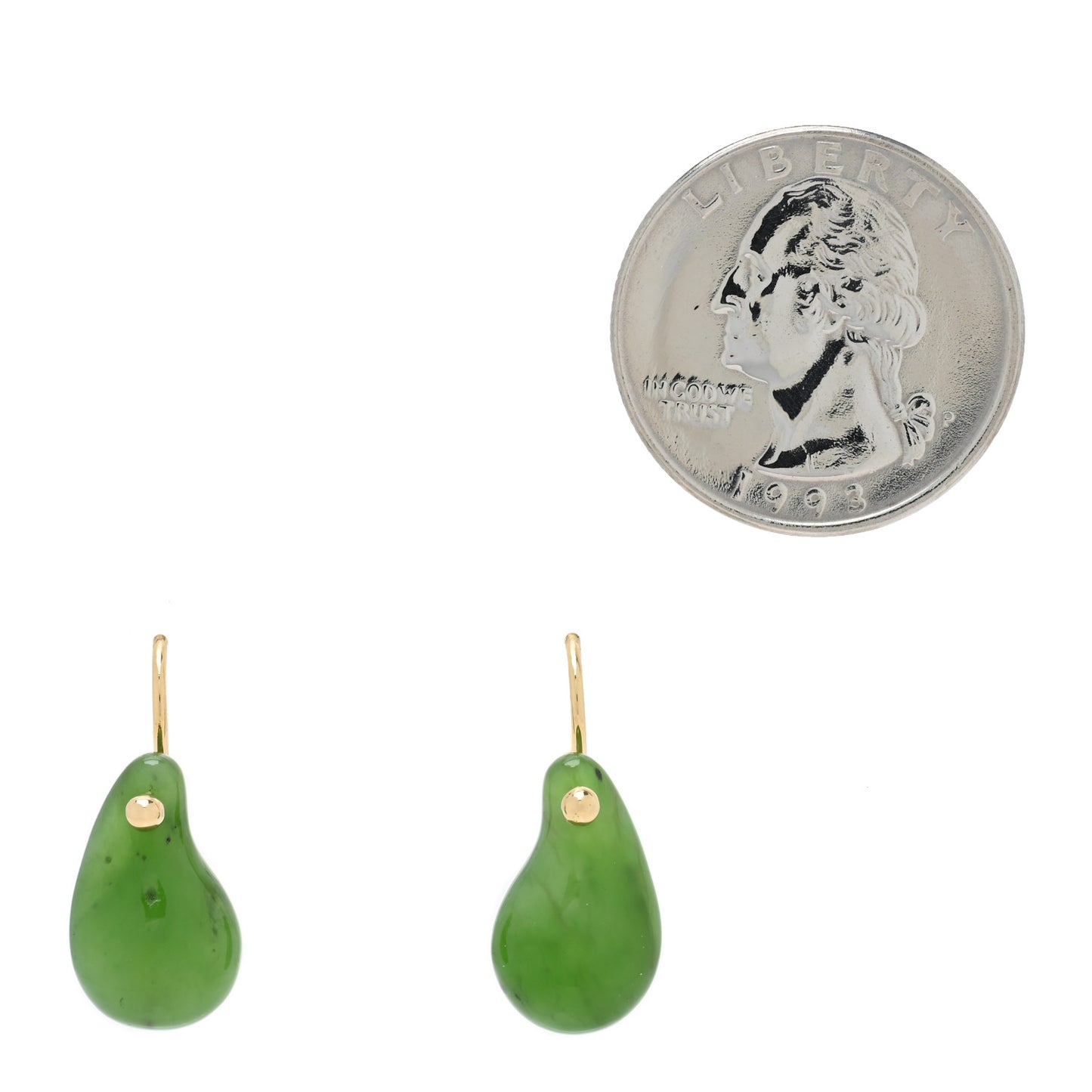 18K Yellow Gold Green Jade Elsa Peretti Teardrop Earrings