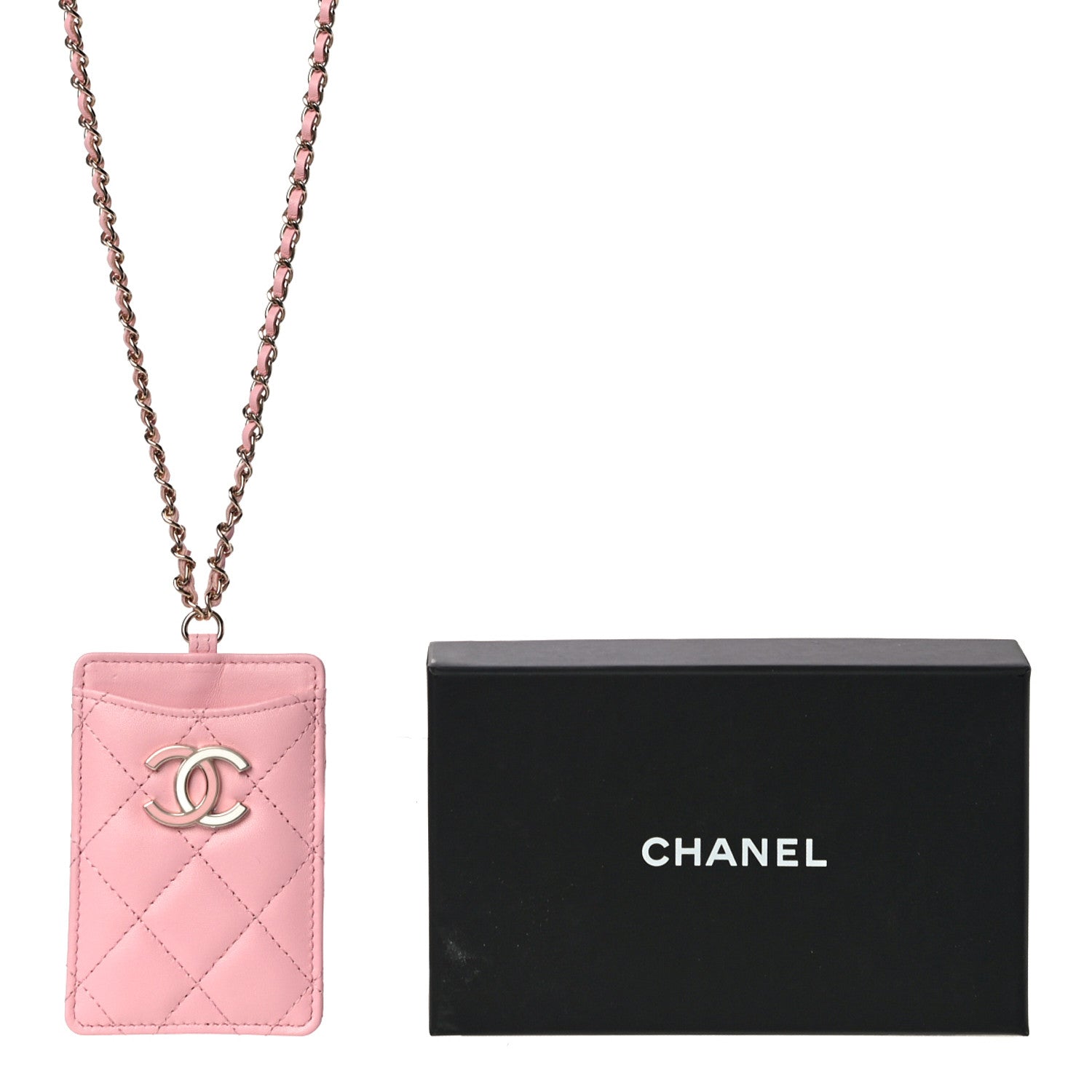 Chanel Lambskin Quilted Chanel Card Holder On Chain Pink 12 of 12
