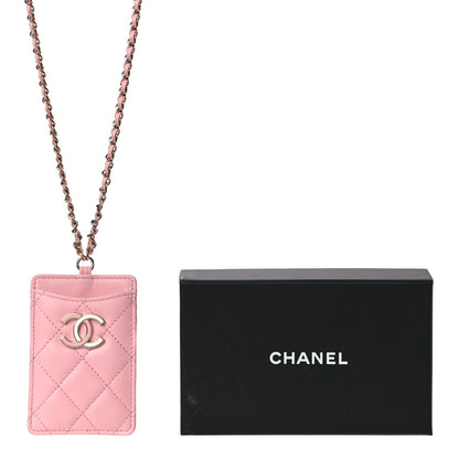 Chanel Lambskin Quilted Chanel Card Holder On Chain Pink 12 of 12