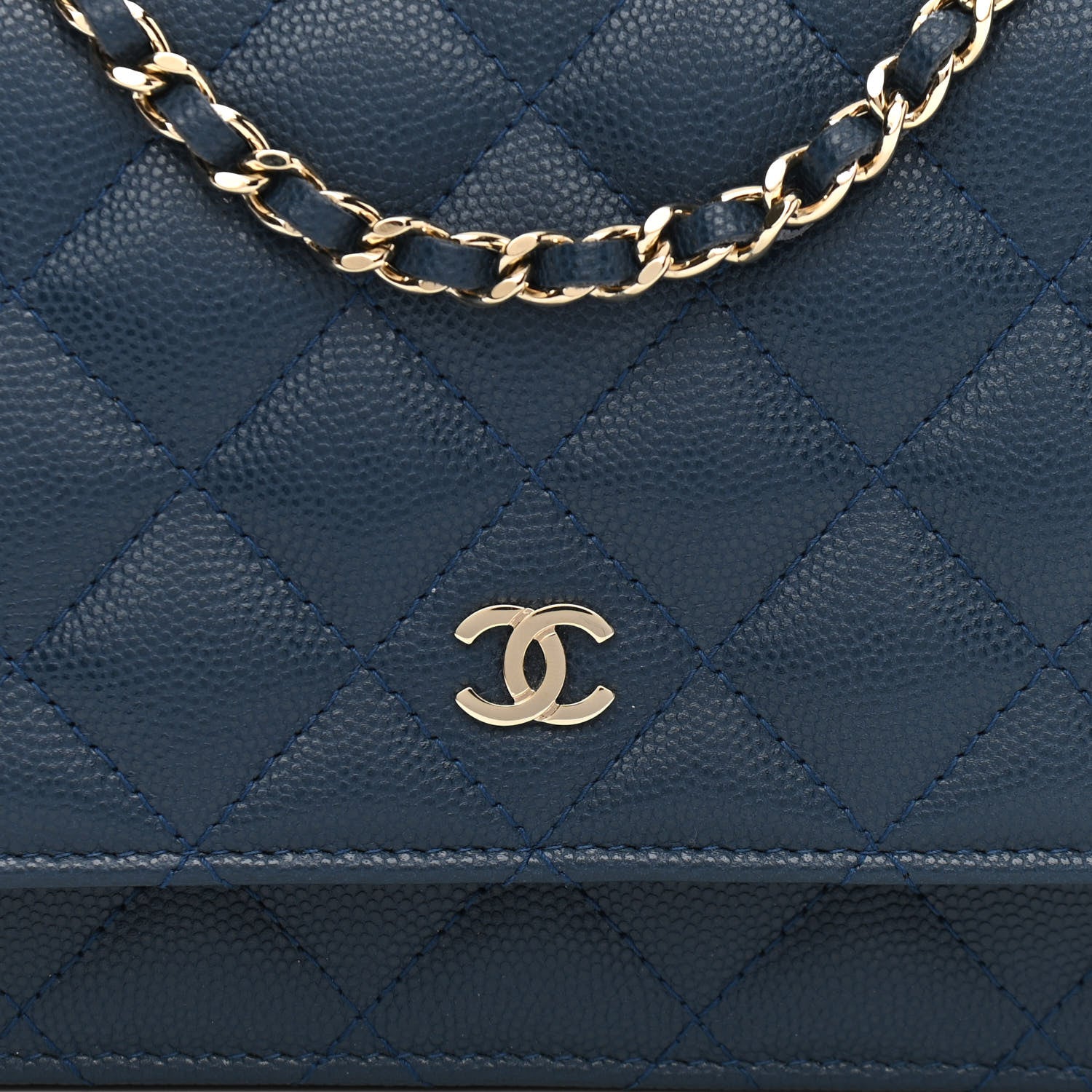 Chanel Caviar Quilted Wallet On Chain WOC Blue 8 of 11