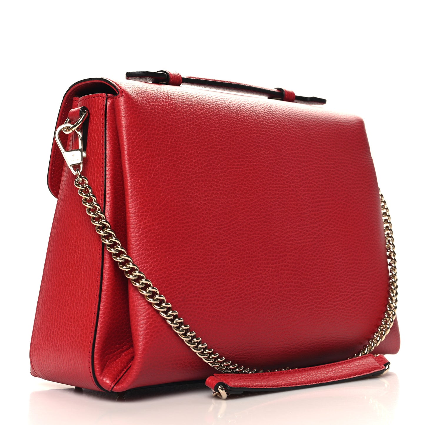 Dollar Calfskin Medium Interlocking G Top Handle Shoulder Bag Red