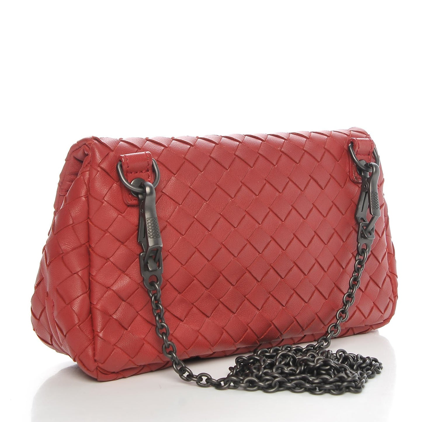 Nappa Intrecciato Mini Chain Messenger Red