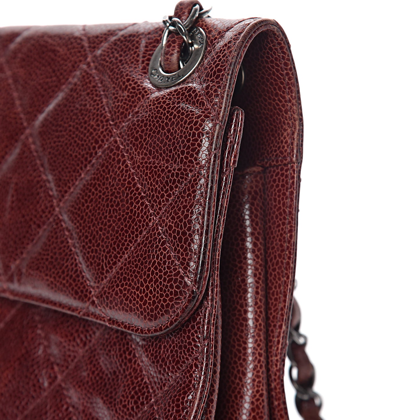 Crumpled Grained Calfskin Medium CC Crave Flap Bordeaux