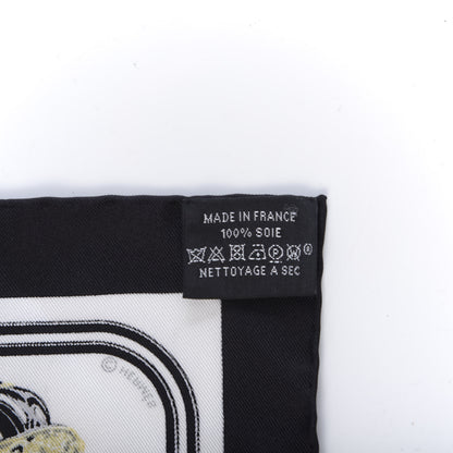Hermes Silk Brides de Gala Nano Scarf 20 Black White Or 2 of 3