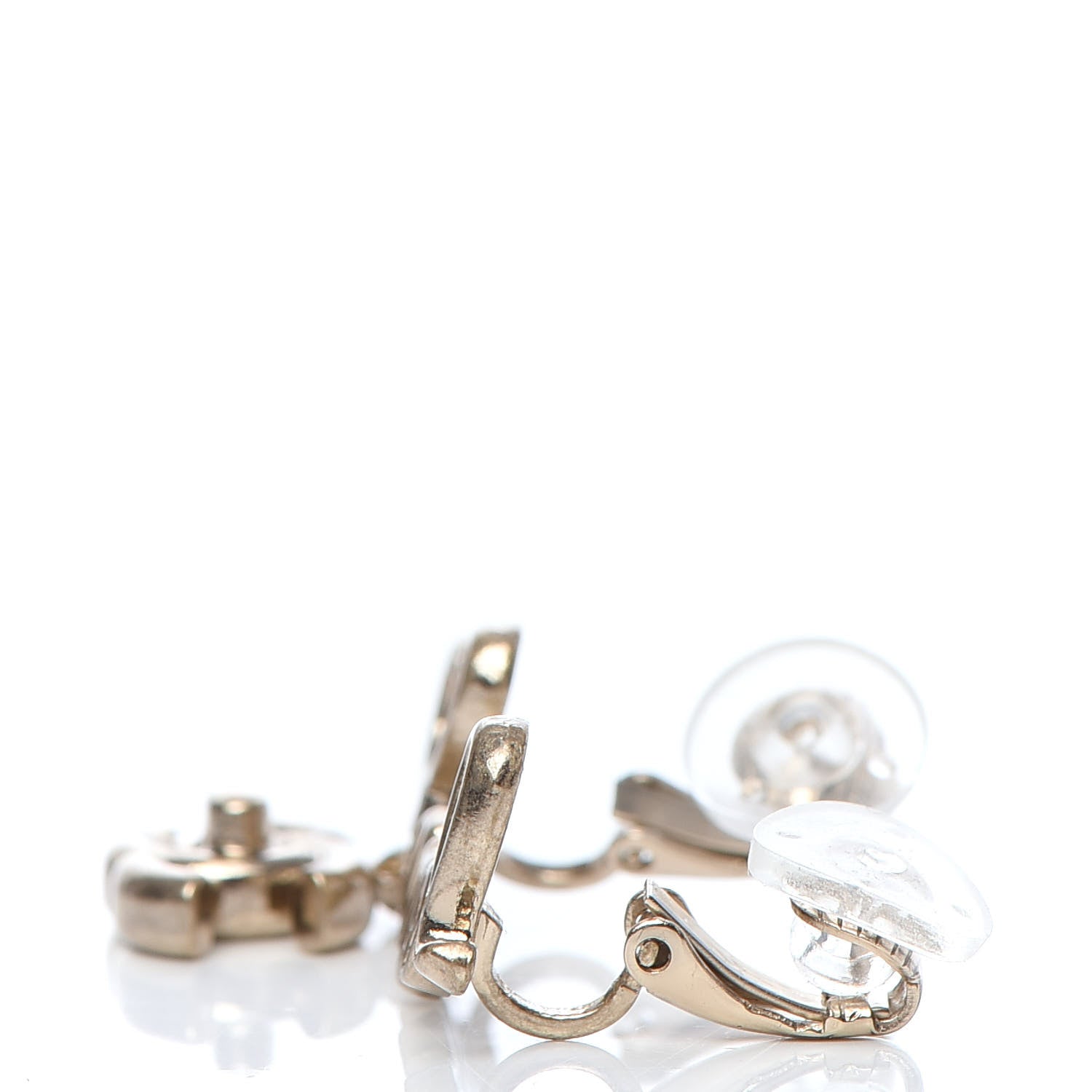 Chanel Metal CC Turnlock Climber Clip On Earrings Gold 3 of 5