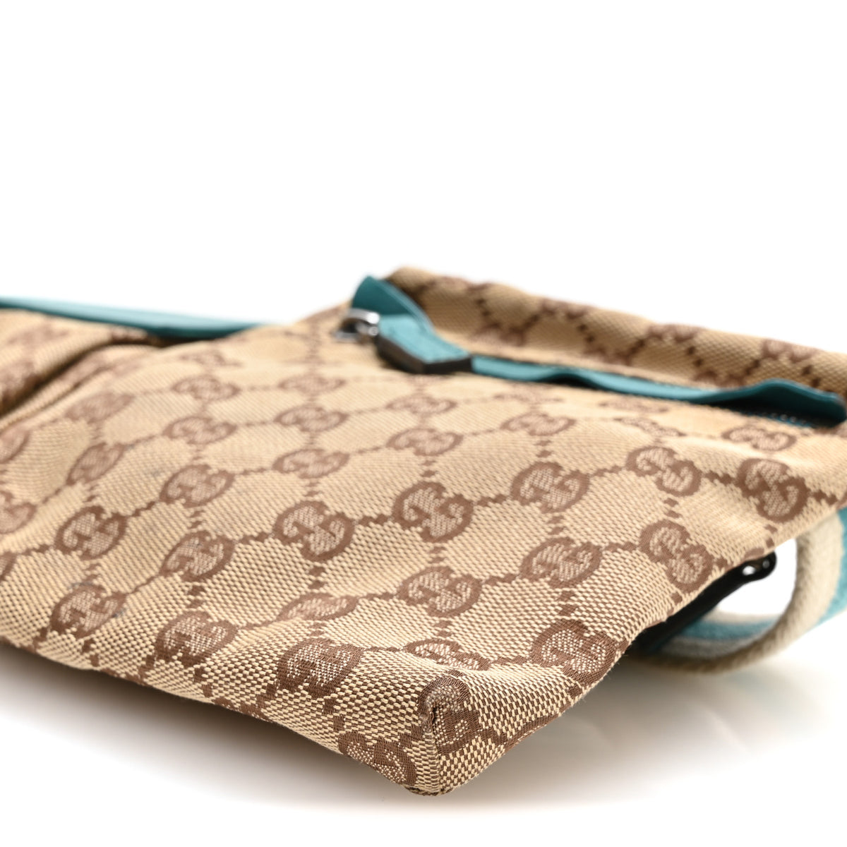 GG Monogram Web Double Pocket Belt Bag Turquoise