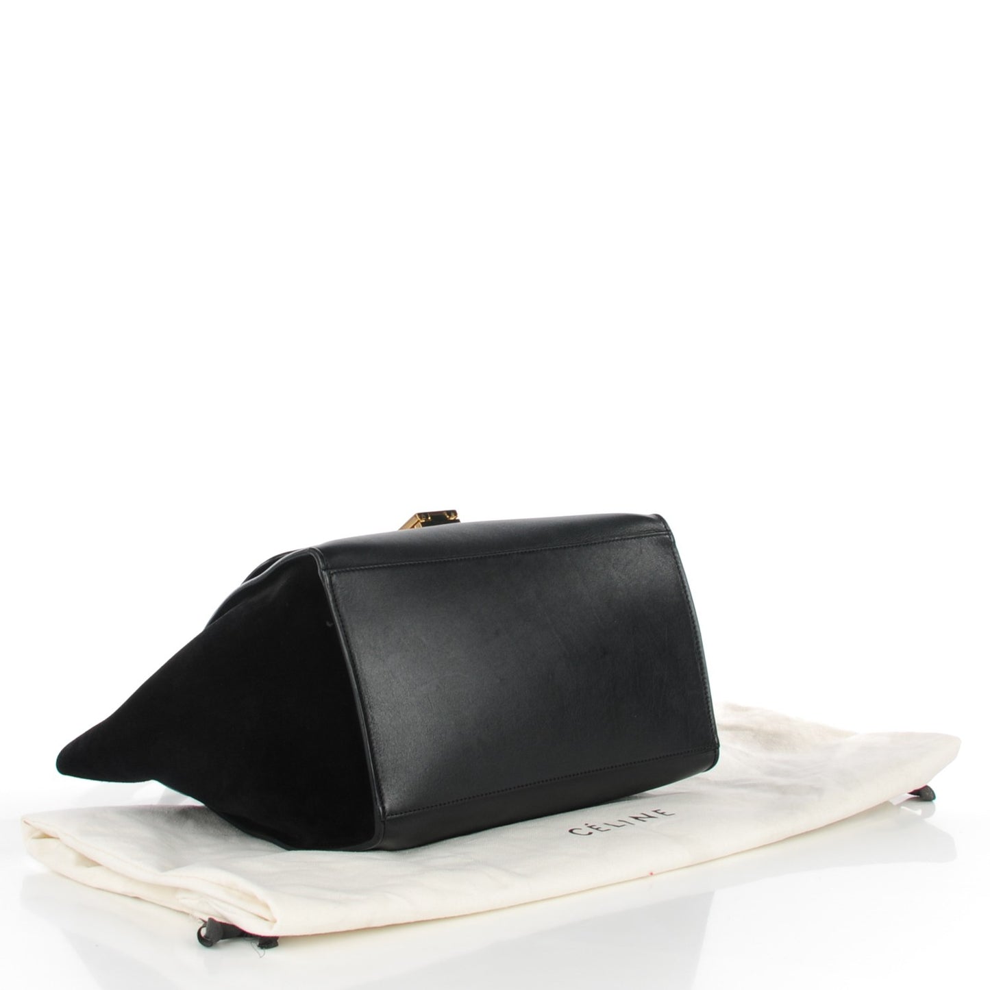 Crocodile Embossed Calfskin Suede Medium Trapeze Black