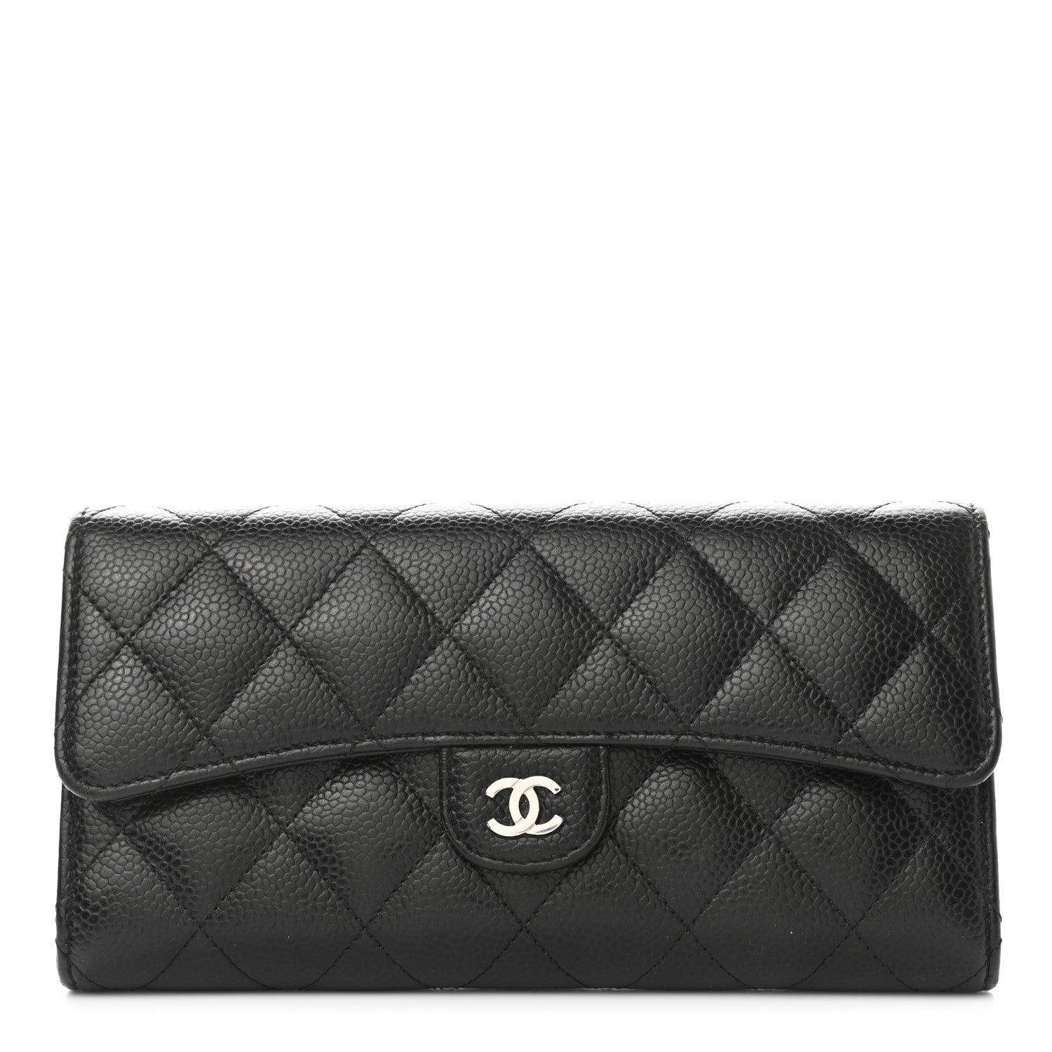 Chanel Caviar Quilted Large Gusset Flap Wallet Black 1 of 9