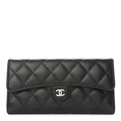 Chanel Caviar Quilted Large Gusset Flap Wallet Black 1 of 9
