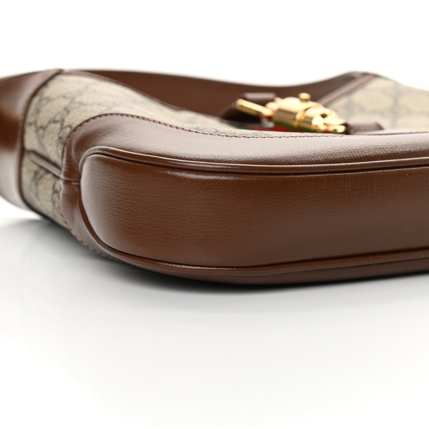 Gucci GG Supreme Monogram Azalea Calfskin Web Small Jackie 1961 Hobo Beige Ebony Brown Sugar 9 of 10