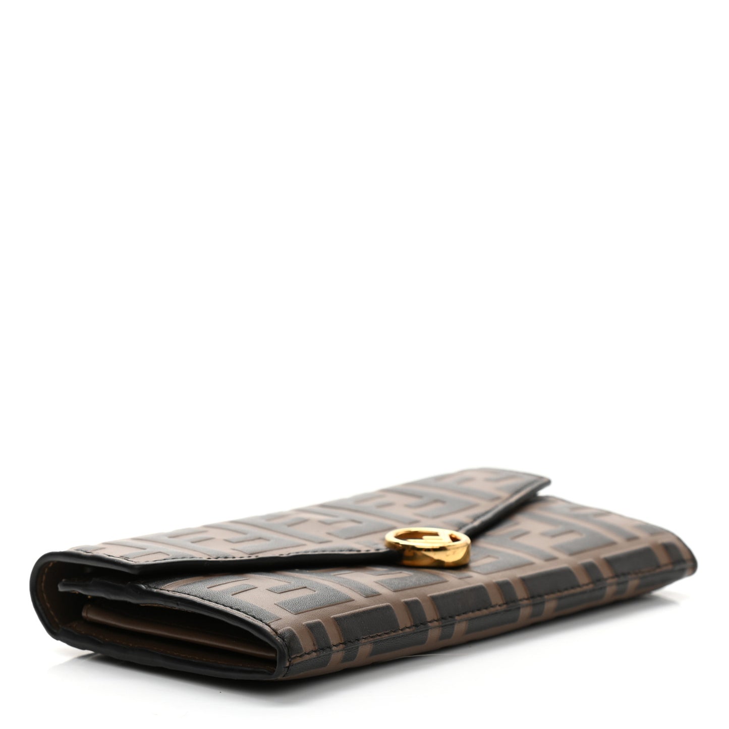 Vitello Soft F is Fendi Bi-Color FF 1974 Embossed Continental Envelope Wallet On Chain Maya Black