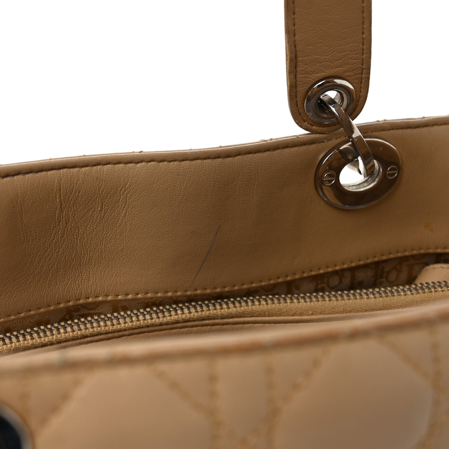 Lambskin Cannage Large Lady Dior Shopper Tote Beige